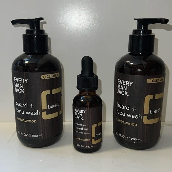 Every Man Jack Other - Every Man Jack Beard Face Wash (2) & Bears Oil Sandalwood - Full Set of 3 - New